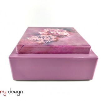 Square lacquer box han-painted with hydrangeas